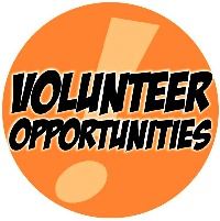 An orange circle reading, "Volunteer Opportunities."