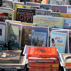 Books on display at Juneteenth event.