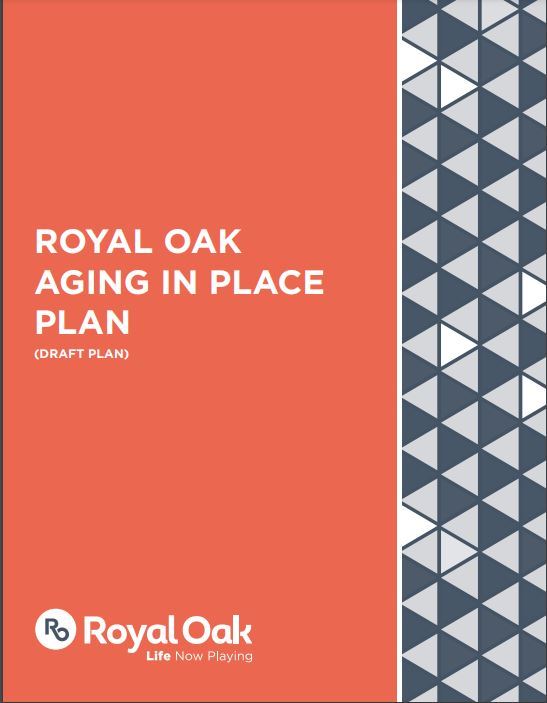Image is the cover of the aging in place report stating Aging in Place Report (Draft Document) Opens in new window